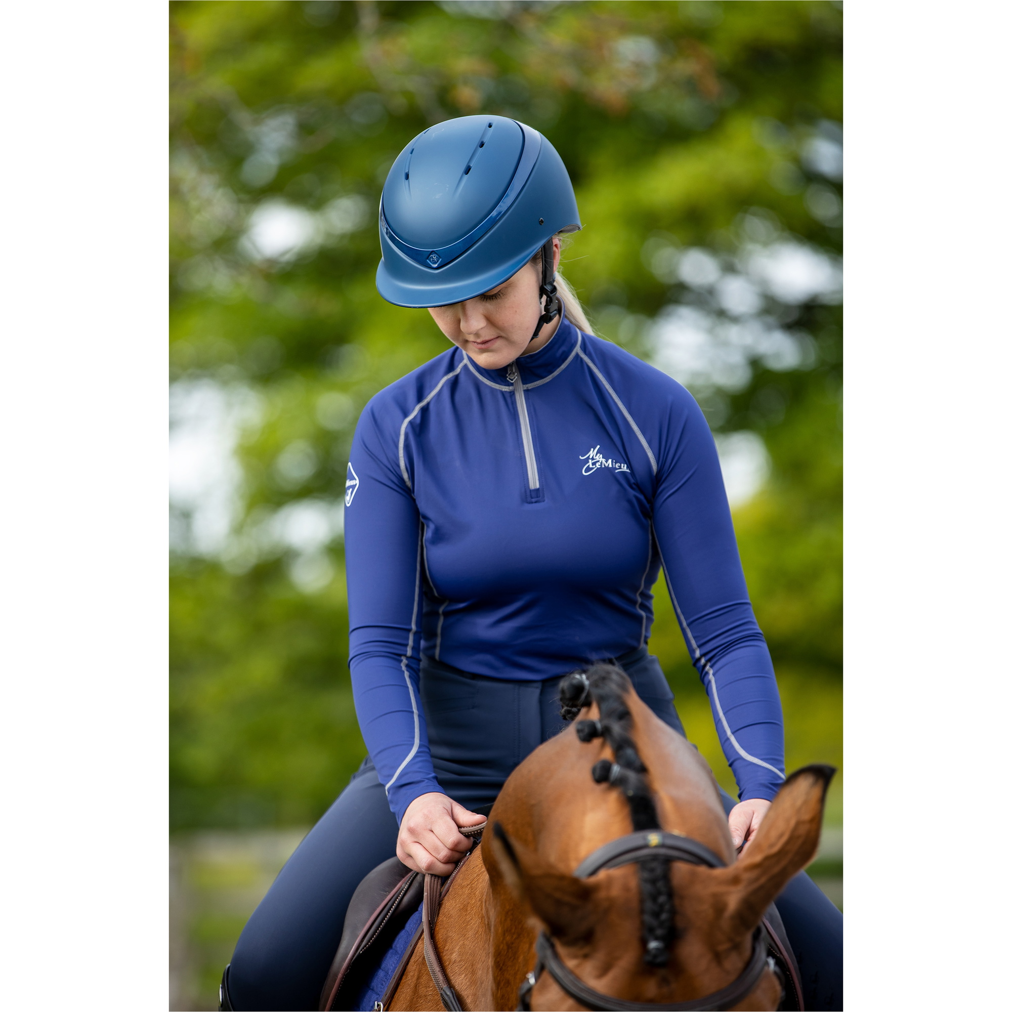 Charles Owen Unisex Luna Helmet & Free Headband - Navy Matt / Navy Gloss